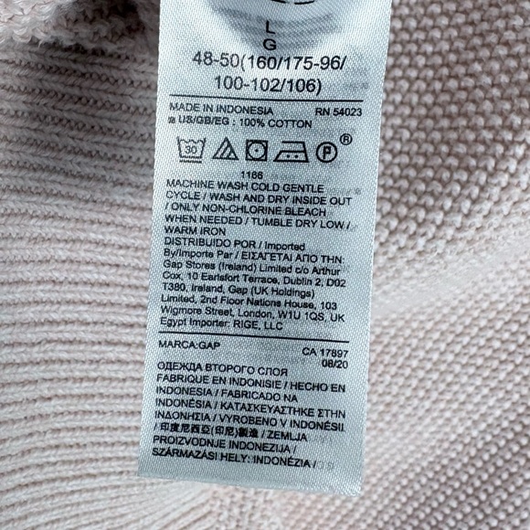 GAP Pale Blush Cable Knit 100% Cotton Sweater Women’s size Large - Picture 6 of 7